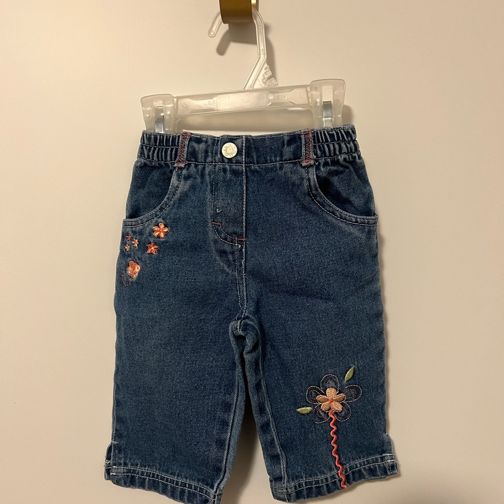 Kids Krickets Denim Jeans with Floral Embroidery